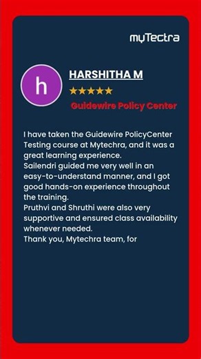 myTectra Reviews | Guidewire Policy Center | #guidewire #mytectra #certificationtraining