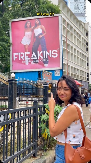 A dream come true moment ♥️😭 . Thank you @freakinsindia 🩷 Which is available online and offline too now ! Thank you @cloutpocketaces Thank you everyone whoever supported me throughout my journey ! . #billboard #dreamcometrue | Pretty she is