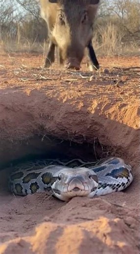 💀 Fatal Mistake! Warthog Caught by Python in Its Den! 💀 치명적 실수! 비단뱀 영토에 들어간 멧돼지, 사정없이 물렸다!