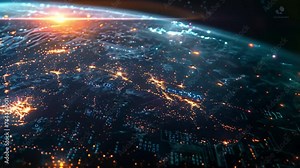 futuristic digital earth globe global communications concept Generative AI