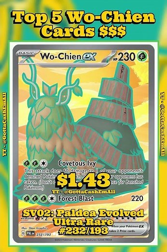 Top 5 RAREST Wo-Chien Pokémon Cards! #pokemon #pokemoncards #pokemontcg #pokémon #top5 #tcg