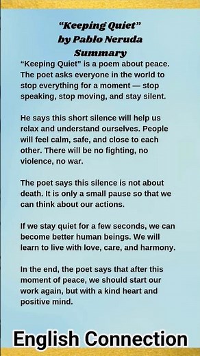 Keeping Quiet Class 12 Summary | Super Easy Explanation for Exam | Quick Revision for Board Students