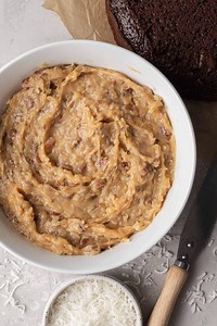 Thick and creamy German chocolate cake frosting is studded with pecans and sweetened shredded coconut🤩 It’s perfect for icing a classic German chocolate cake as well as brownies, cupcakes, and more!🍫 #germanchocolatefrosting #frosting #germanchocolate RECIPE: https://www.livewellbakeoften.com/german-chocolate-cake-frosting/ | Live Well Bake Often