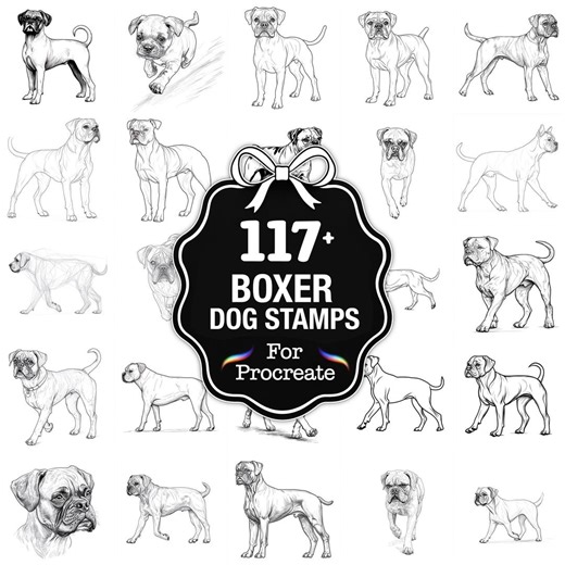 109  Boxer Dog Procreate Stamps, Boxer Brushes for Procreate, Instant Download - Etsy