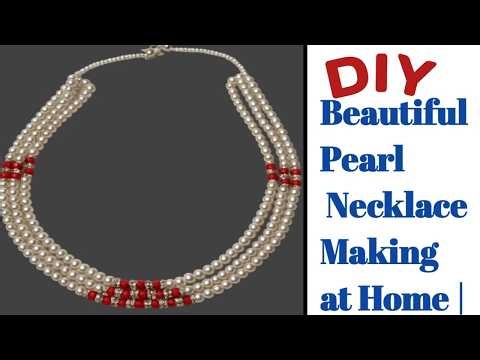 Beautiful Pearl Necklace Making at Home | DIY Handmade Beaded Necklace Tutorial | ❤️🤍