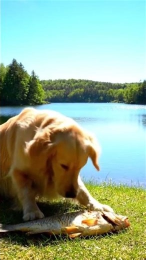 Dog eating Fish In Beautiful Views #fish #3d #fishing