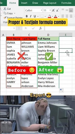 Messy data🥹 part 5 | proper &Textjoin Formula combo #excel #exceltips #exceltricks #shorts