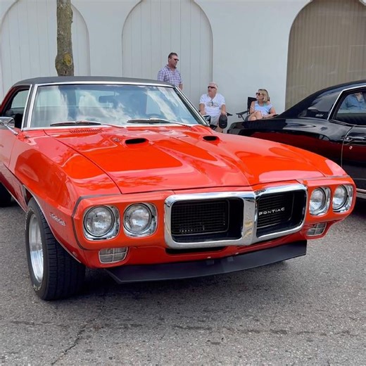 1969 Pontiac Firebird convertible in Carousel Red #pontiacfirebird