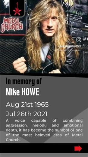 In memory of MIKE HOWE - July 26 2021 🤘 #MikeHowe #MetalChurch #Metal #HeavyMetal #RIP
