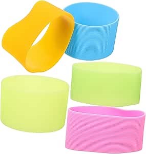 5pcs Water Cup Protector Silicone Bands Shrink Wrap for Sublimation Tumblers Tea Cup Sleeves Drinks Silicone Baby Bottles Bottle Cover Coffee Cup Travel Feeding Bottle