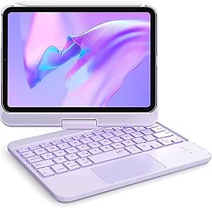 GreenLaw Keyboard Case for iPad mini 7(2024) & Mini 6 (2021) 8.3", Smart Touchpad, 7 Color Backlit, Type-C Rechargeable, 360° Rotate Keyboard Case for iPad mini 7th/6th Generation, Purple