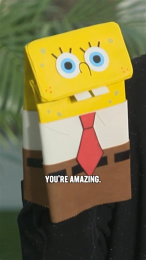 Fandango on Instagram: "Now presenting the official SpongeBob and Flying Dutchman paper bag puppets to Tom Kenny and Mark Hamill 💛💚 Experience The #SpongeBobMovie: Search for SquarePants in theaters this Friday! Reserve your tickets at the link in bio."