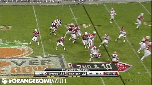 Andrew Luck was the MVP of the 2011 Orange Bowl for Stanford. He led them to their first 12-win season en route to being the first overall pick in the 2012 NFL Draft to the Indianapolis Colts, leading the league in passing TDs in 2014 before retiring in 2019. | Capital One Orange Bowl