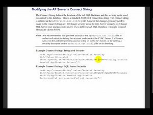 OSIsoft: Modify the AF Server to SQL Server connection string. v2010