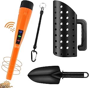 Dmyond Metal Detector Pinpointer & Accessories - IP68 Full Waterproof Handheld Pin Pointer Wand with 3 Modes - Includes Sand Sifter Scoop and Shovel for Beach Digging, Treasure Hunting