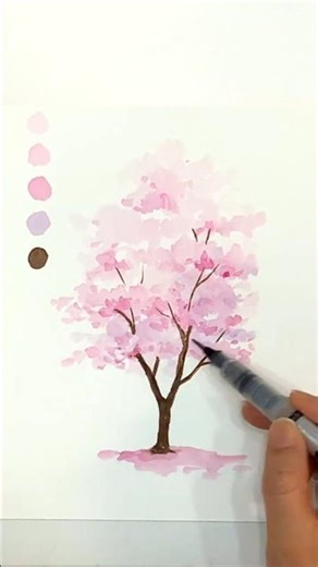 쉽게 벚나무 그리기/watercolor/ How to draw cherry tree #릴리의 아뜰리에 #drawing