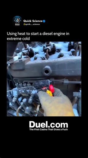 𝐐𝐮𝐢𝐜𝐤 𝐒𝐜𝐢𝐞𝐧𝐜𝐞 on Instagram: "In the unforgiving stillness of extreme cold, even the toughest machines can fall silent. This diesel engine sat frozen and unresponsive, its fuel thickened, its metal chilled to the core. But out here, where winter pushes everything to its limits, experience matters more than fancy tools. Watch as a seasoned mechanic uses an old-school trick to bring the engine back to life: gently warming the air intake with a small ignited torch. With patience, steady 