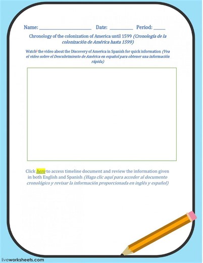 TIMELINE - Chronology of the colonization of America-1 worksheet