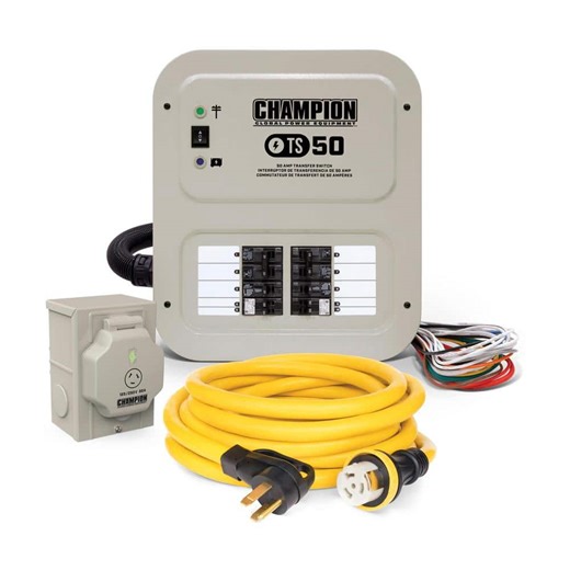 Champion Power Equipment 50 Amp 10 Circuit Manual Transfer Switch with 30 ft. Generator Power Cord 201193 - The Home Depot