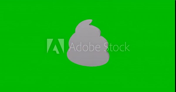 Animation of rotation of a white poop symbol with shadow. Simple and complex rotation. Seamless looped 4k animation on green chroma key background Stock Video