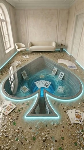I Turned My Floor Into a Glowing Infinity Pool…With Playing Cards 😳♠️ (Insane Epoxy ) #asmr