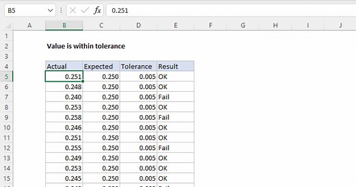 Value is within tolerance