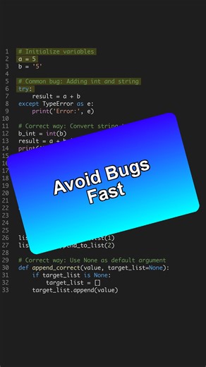 Avoid Python beginner bugs 🚨 Ensure type conversion and handle list slicing correctly. #python #techtok --- Get the Python for AI course 6 projects at the link in bio. 🐍
