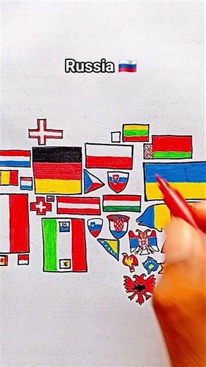Draw Flag Map of Russia 🇷🇺 | Russia Flag drawing #russia