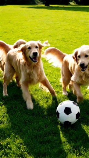 Dogs playing football