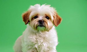 Download Adorable Fluffy Dog with green screen background. for free