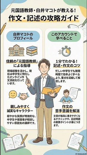 中学生向けオンライン作文講師 白井マコトの自己紹介 #国語 #作文 #作文の書き方 #国語勉強 #勉強法 #中学生 #高校受験 #家庭学習 #教育 #学習