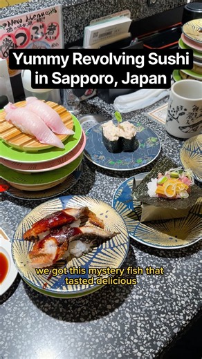 Yummy Revolving Sushi at Nemuro Hanamaru in Sapporo, Japan | #sushi #hokkaidofood #sapporofood