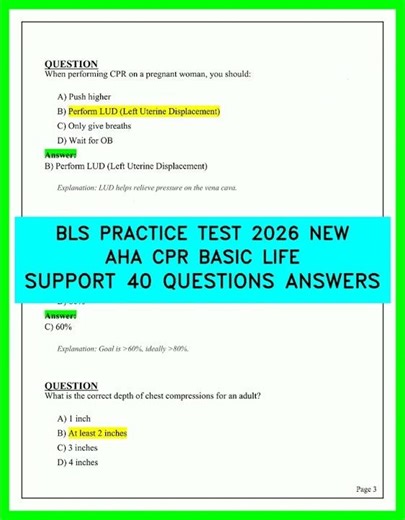 BLS PRACTICE TEST 2026 NEW AHA CPR BASIC LIFE SUPPORT 40 QUESTIONS ANSWERS video | PASS EXAM 2026!