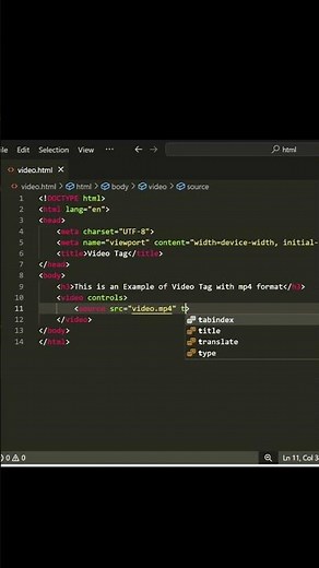 HTML5 Video Tag with mp4 format #coding #programming #html #css