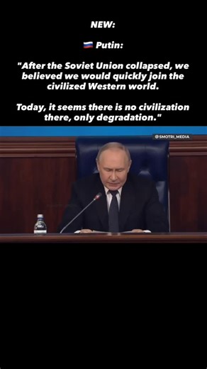 Alien Invasion on Instagram: "NEW: 🇷🇺 Putin: “After the Soviet Union collapsed, we believed we would quickly join the civilized Western world. Today, it seems there is no civilization there, only degradation.” #share #truth #knowledge"