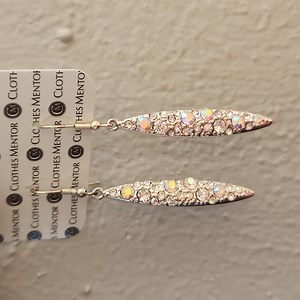 Earrings Dangle Drop Silver Tone Bling