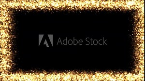 particles loop wide frame Transparent Video. Gold frame, glittering rectangle animated on Transparent background Seamless loop
