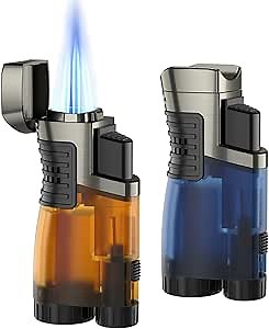 Amazon.com: RONXS Torch Lighters 2 Pack Triple Jet Flame Butane Lighter, Pocket Lighter with Punch Cutter, Refillable Windproof Lighter (Butane Gas Not Included) (Blue&Orange) : Health & Household