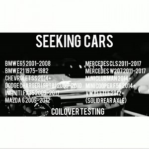 Live in the greater Los Angeles area? Want free coilovers? Your car on this list? Willing to lend it to us for a few days? If you answered yes to all of these. Give us a holler: support@meganracing.com | Megan Racing | Facebook