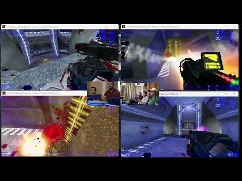 Unreal Tournament 99 - 4 Player Split Screen - Warm up match