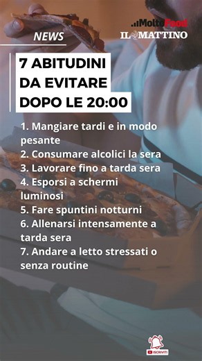 7 abitudini da evitare dopo le 20:00