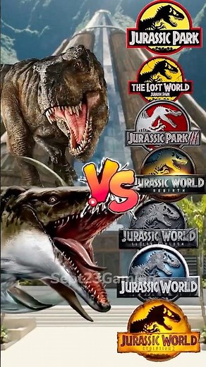 Mosasaurus Rebirth x Tyrannosaurus Rex Ember vs Jurassic World All Dinosaurs