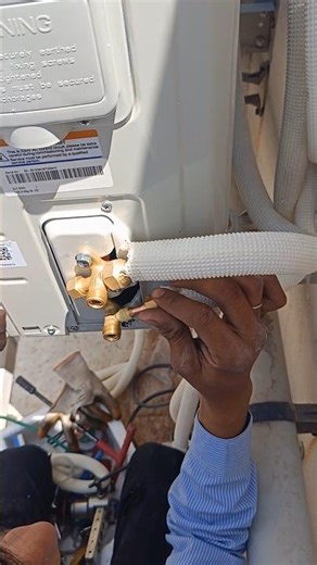 blue star ac outdoor pipe conection #viral #airconditioner #5starac #homeappliance #shorts