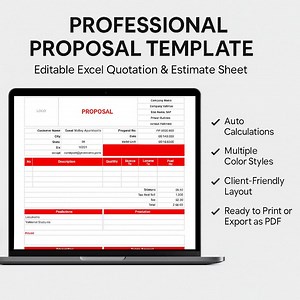 Professional Proposal Template | Excel Quotation Form | Business Estimate Sheet | Editable Invoice & Offer Format - Etsy Australia