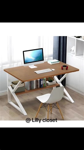 #pling #17497392 #preordernow Engineered Wood Computer Desk with Built-in Bookshelf, Space-Saving Design, Oak Brown Top & White Frame, Study Table,100x50x78cm #viral_video_tiktok_treding
