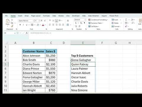 How to Find Top 5 Customers in Excel