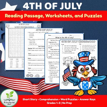 4th of July Worksheets, Reading & Fun Activities | Grades 1–3