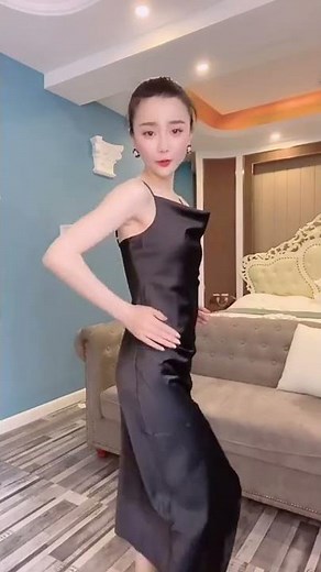 Black satin slip dress