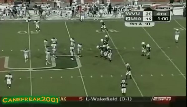 October 2, 2003: Here's a look back on the final thrilling two minutes of the Miami Hurricanes 22-20 victory over West Virginia. ESPN's Mike Tirico, Kirk Herbstreit and Lee Corso call the action. Special thanks to Alex Carter for sending this clip. | Ghosts of the Orange Bowl