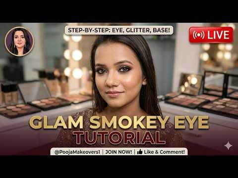 Party makeup tutorial:- LIVE : 🔴 Party Makeup Tutorial By Pooja Makeovers